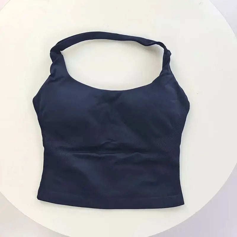 Women's Halter Neck Backless Camisole Sports Set with Padded, Shockproof Yoga Tank Top for Gym Fitness Workout & Daily Outdoor W