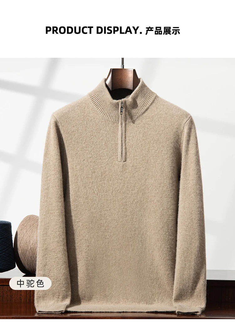 Autumn and Winter 100% Cashmere Men's Clothes Classic England Wind Solid Color Man Thicken Sweater Fashion Men Knitted Pullover