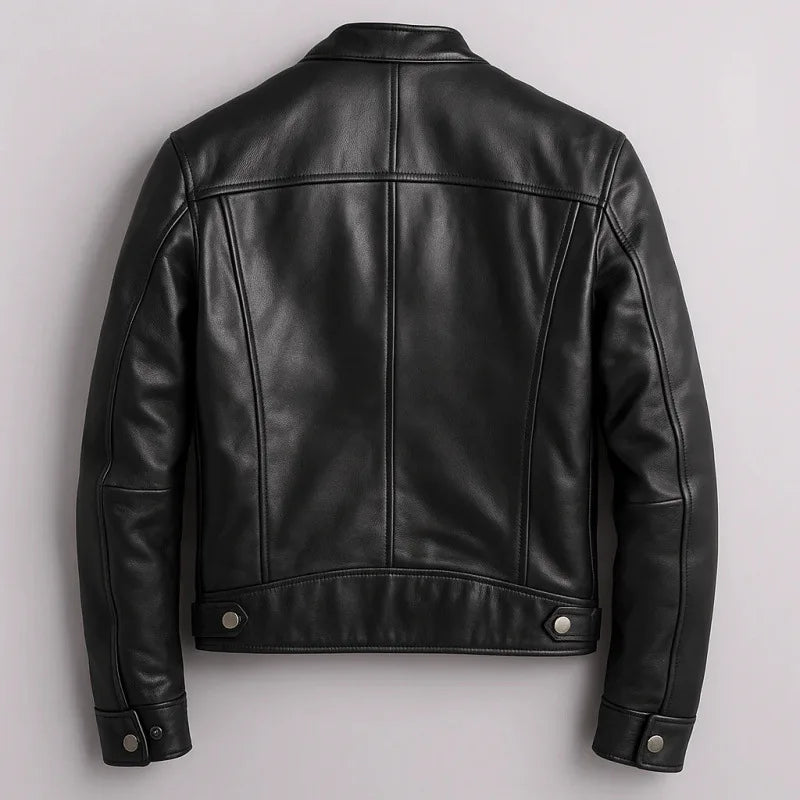 Mens Locomotive PU Leather Coat Mens Stand Collar Outdoor Handsome Leather Jacket Slim Punk Pilot Jacket Korean Trendy Clothes