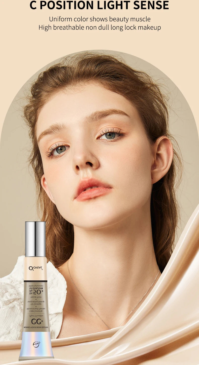 Ocheal 30g CC Cream Foundation Waterproff Concealer Moisturizing Sunscreen Liquid SPF 50+ Long Lasting Brightening Makeup Primer
