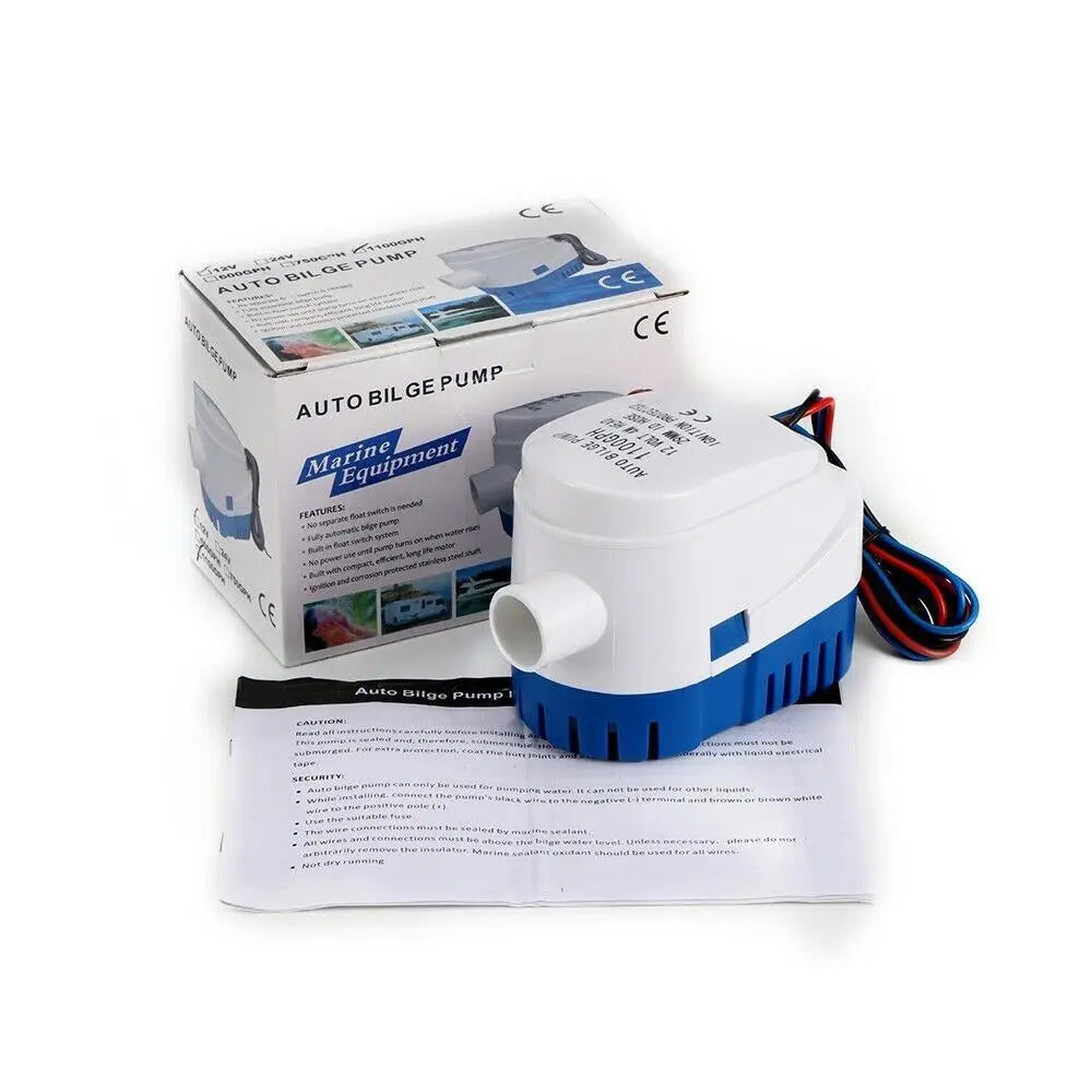 12V Bilge Pump 1100GPH Automatic Boat Marine Water Pump Submersible Yacht Boat Motor Seaplane Houseboat Pump