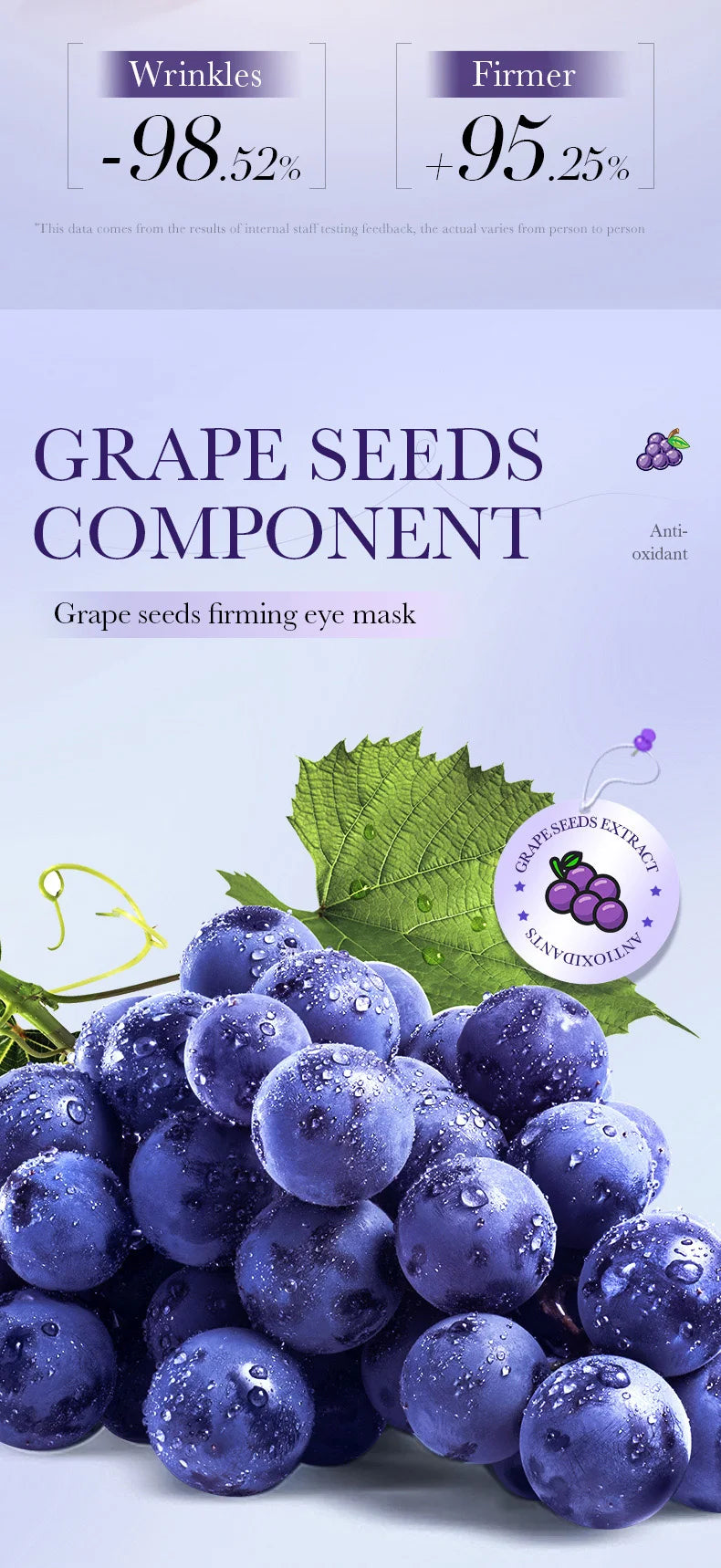 SADOER Grape Eye Mask Anti Wrinkle Dark Circles Removal Eyes Bags Moisturizing Eye Patches Eyes Skin Care 60pcs