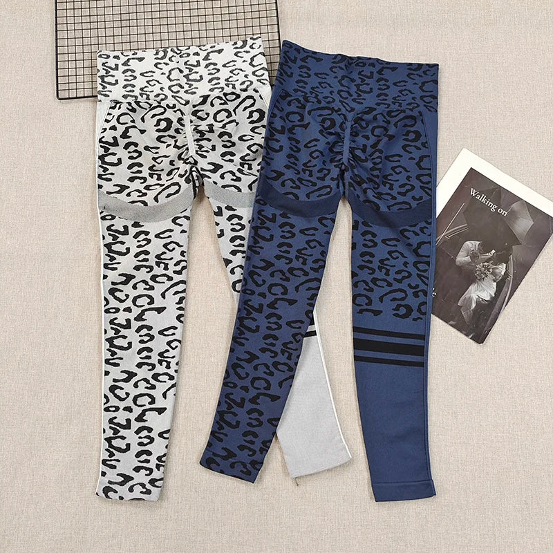 Leopard Print Seamless Booty Lift Leggings - High Waist Compression Yoga Running Training Pants