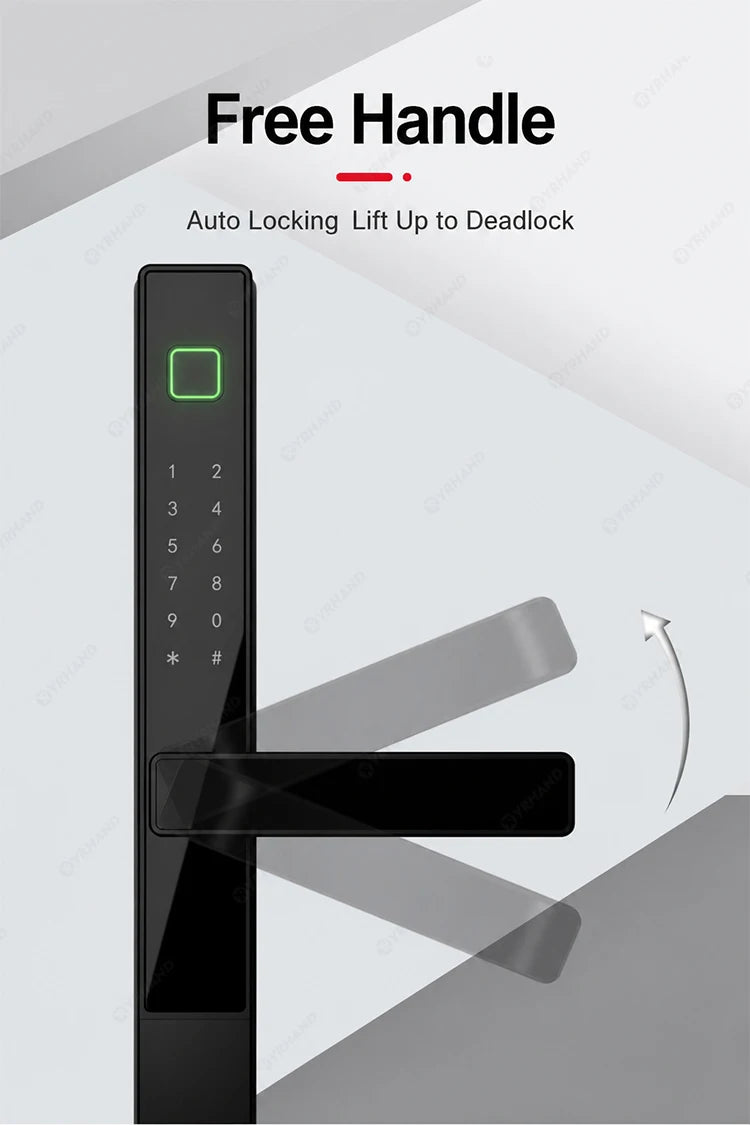 Smart Fingerprint Door Lock 34mm Ultra Narrow No Drilling Replacement TTLock App Anti Peep Password IC Key For Sliding Doors