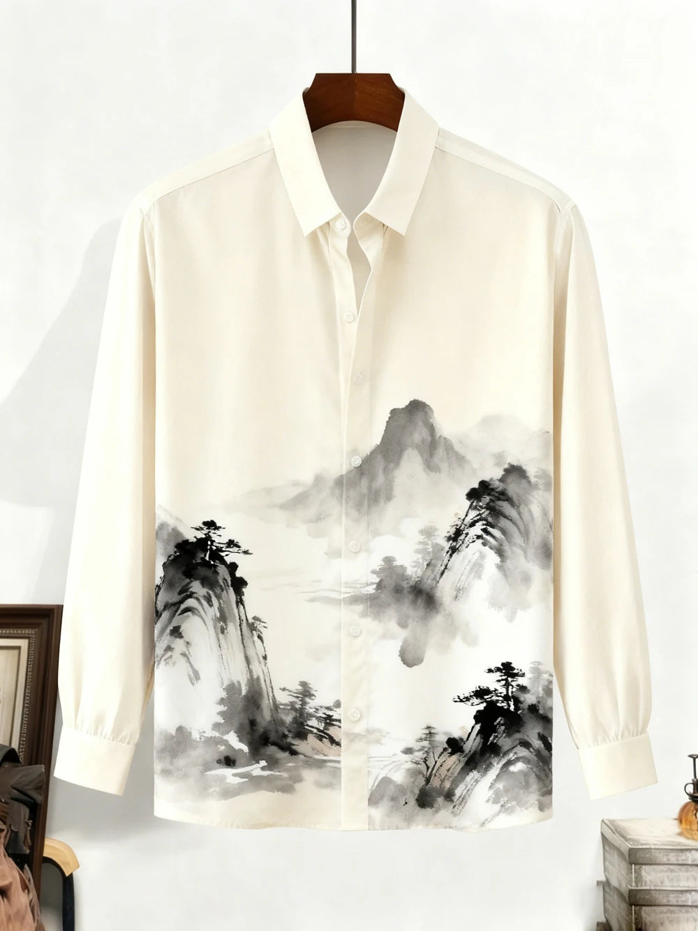 New's Men's Retro Simple Casual Shirt Natural Plant Landscape Painting Golden Flower Shirt Hawaii Beach Vacation Clothes for Men
