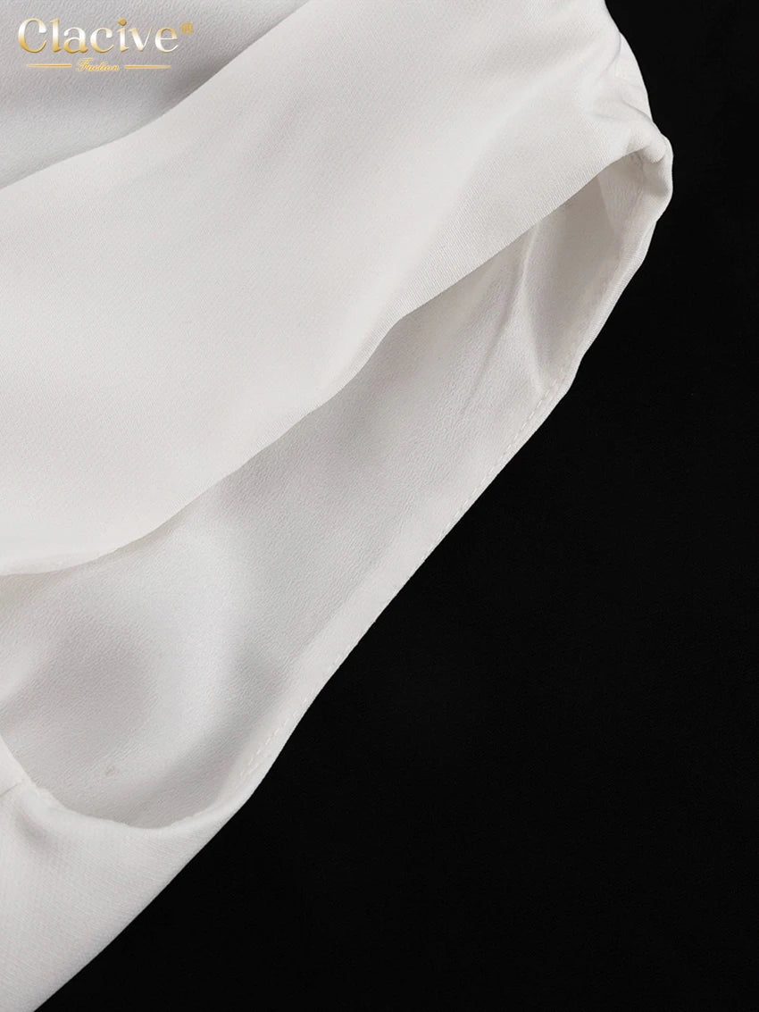 Clacive Summer Loose White 2 Piece Sets Woman Outfit 2025 Fashion Sleeveless Tank Top With High Waist Long Skirt Set Streetwear