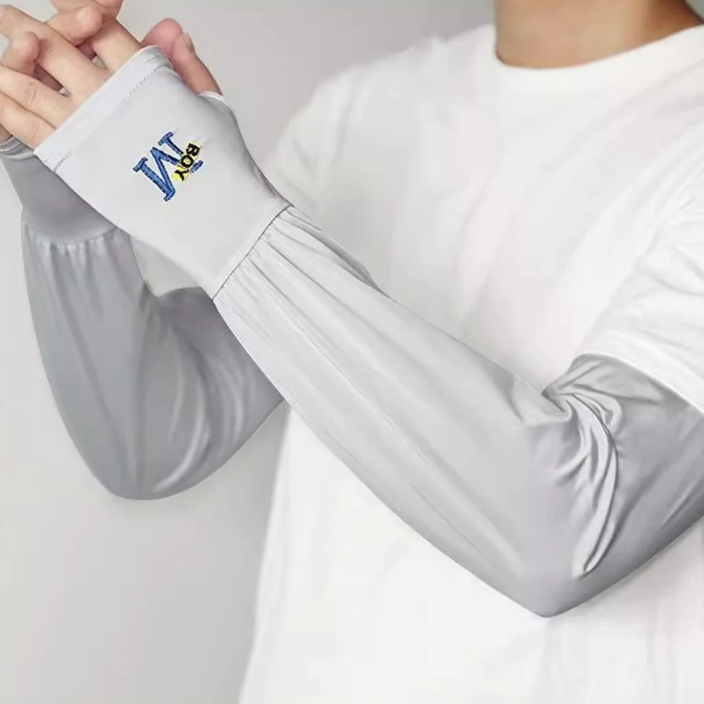 1 Pair Mens Ice Arm Sleeves Sunscreen Elastic Driving Gloves Outdoor UV Protection Arm Cover Sleeves Lightweight Cool Muff New