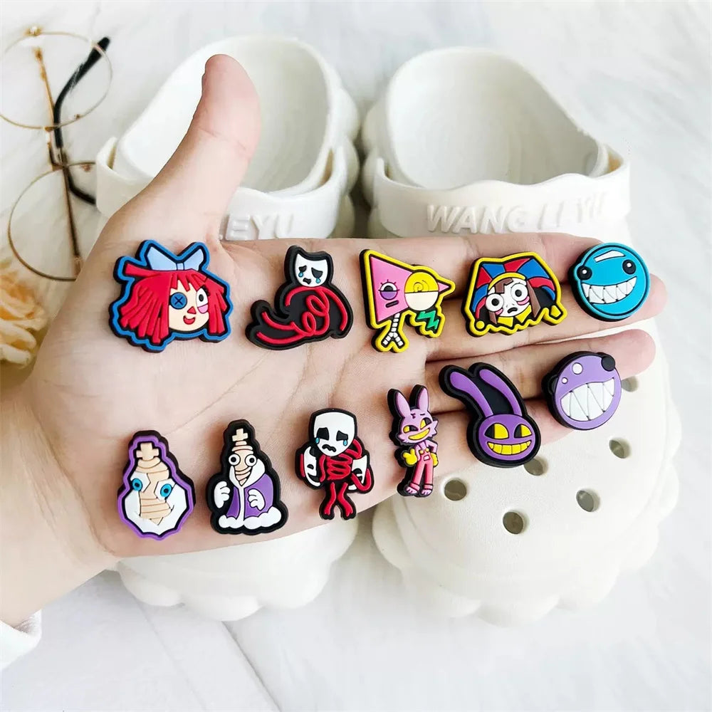 20Pcs Amazing Digital Circus Shoe Charms for Women Girls Shoes Decoration Accessories Buckle Fit Clog Sandal Wristband Bag