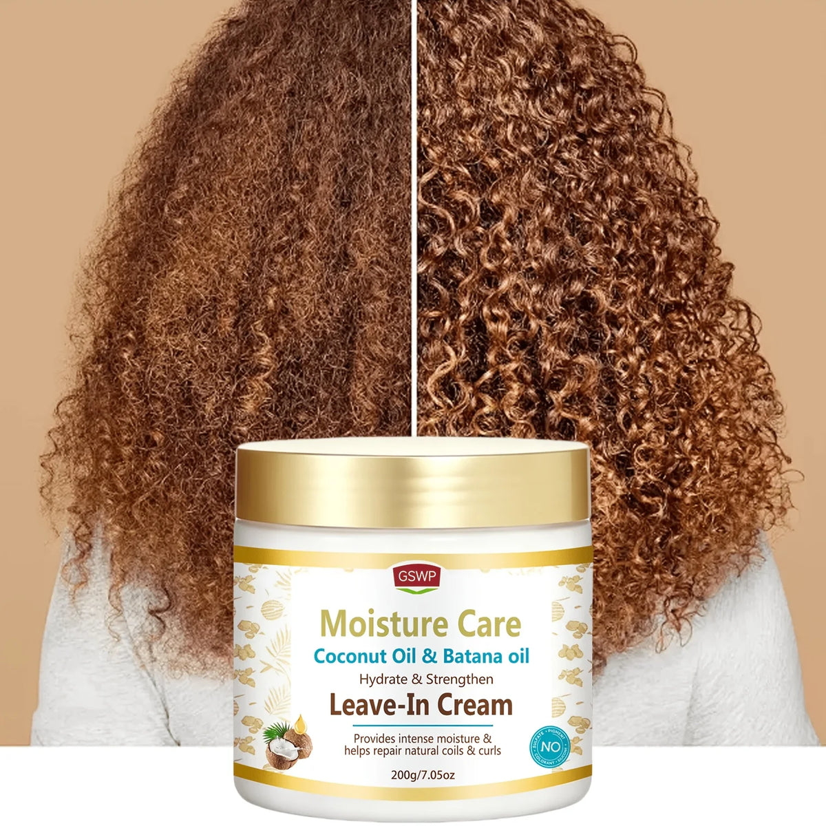 GSWP 2-IN-1 Coconut Oil & Batana Oil Leave-In Conditioner，Mends Dry, Frizzy, Split Ends, Fortifies Hair,Strengthen hair.7.05oz