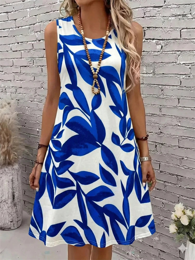 2026 New Women's Summer 3D Skull Print Dress Casual Round-Neck Sleeveless A-Line Dress Fashionable Street Style Dress