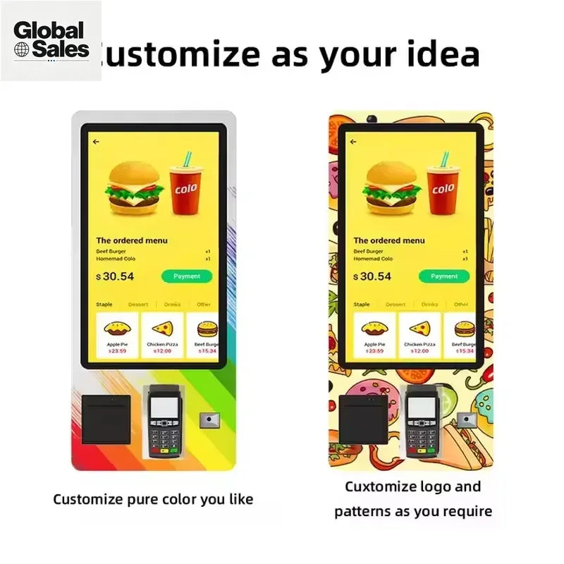 21.5 Inch 32 Inch Touch Screen Self-Service Order Payment Kiosk POS System with Animation for Restaurant and Shopping Mall