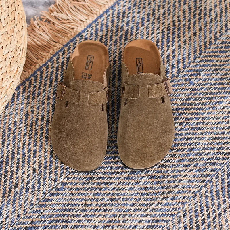 New Summer Cork Clogs Slippers Sandals Classic Soft Footbed Suede Sandals With Arch Support Adjustable Buckle Sandals