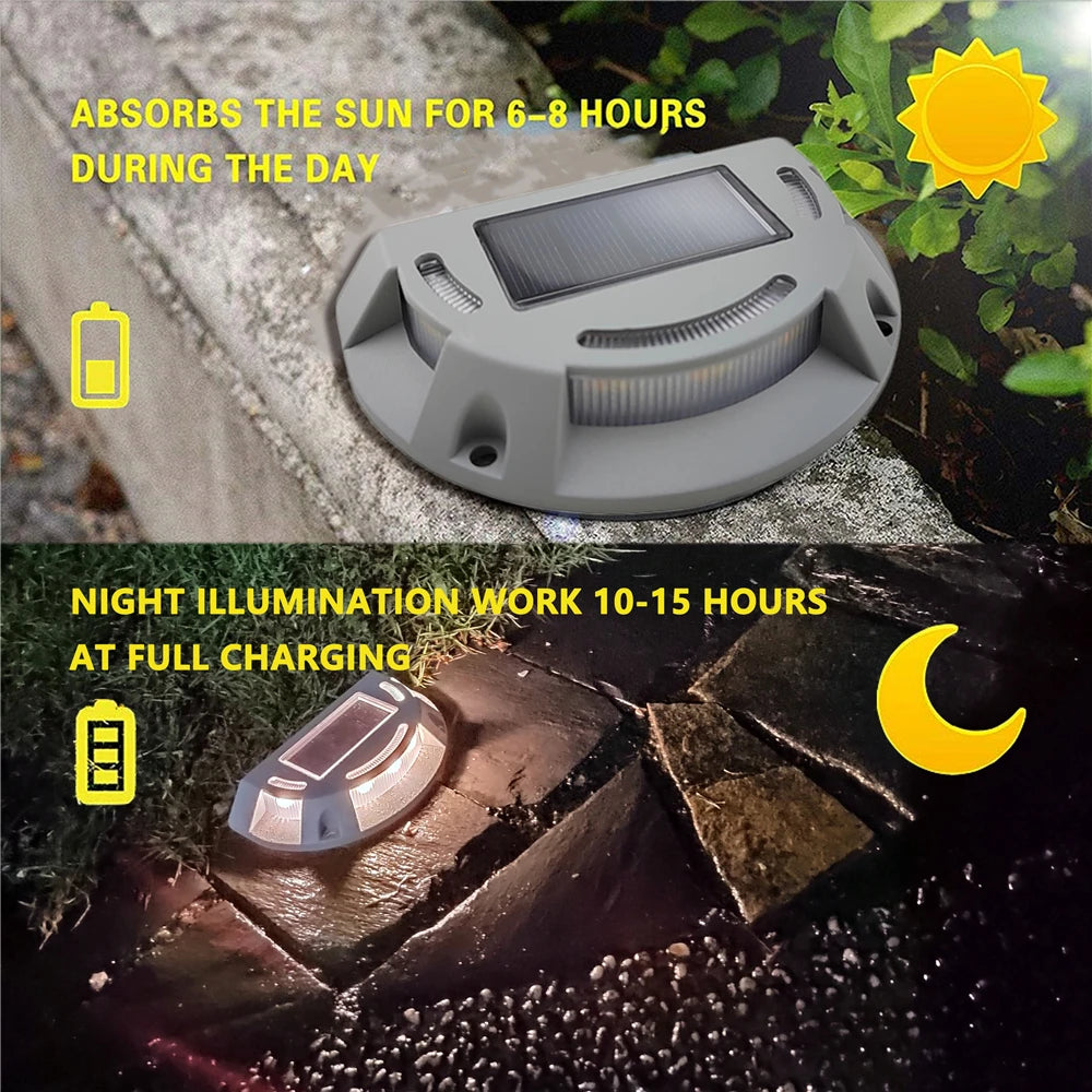 LED Solar Light Outdoor Waterproof Garden Deck Stair Light Solar Stud Driveway Pathway Step Ground Dock Lawn Landscape Lighting