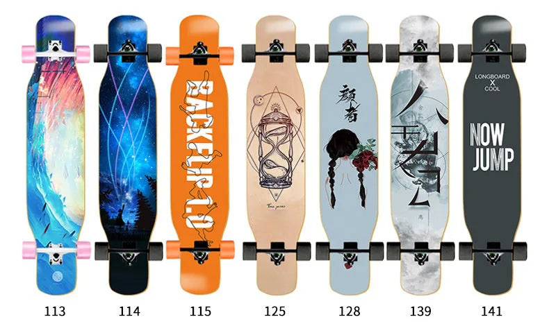 44-inch longboard skateboard for beginners, men, women, adults, professional double-kick dance board, youth maple wood four-whee