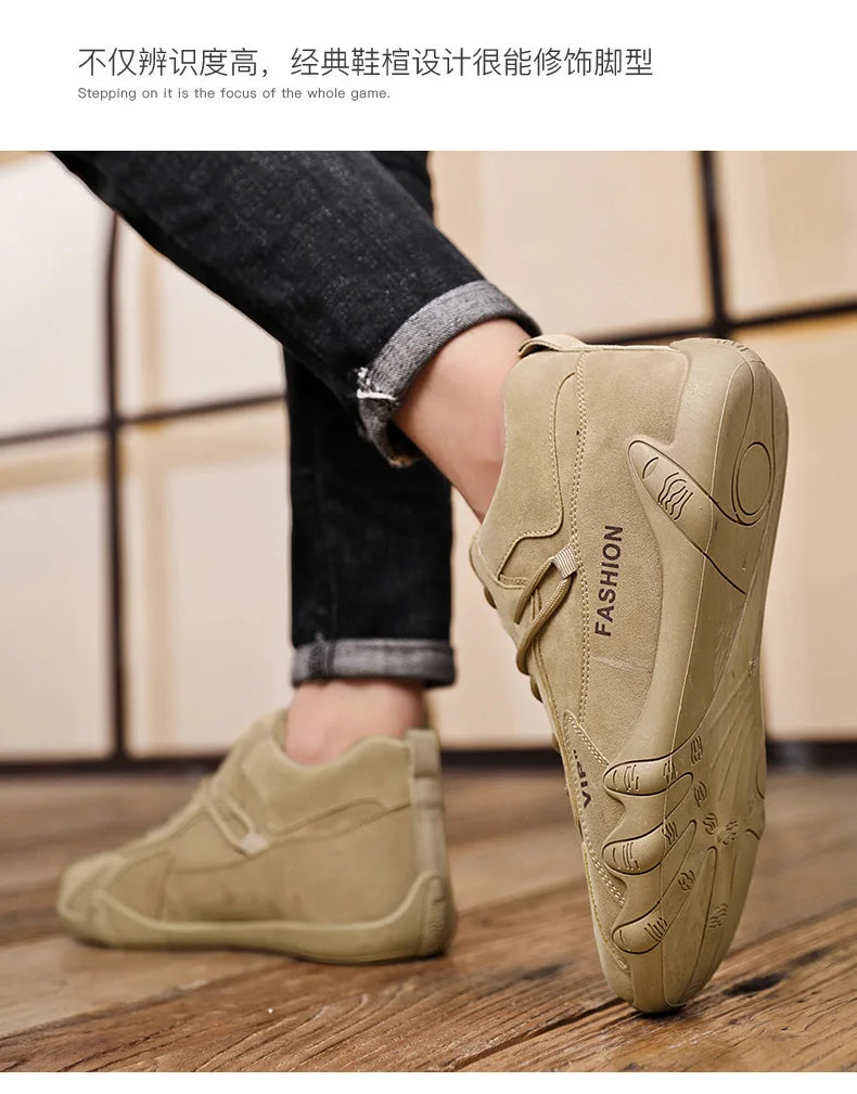 Men's Shoes New Fashion Breathable Non-slip Wear-resistant Outdoor Casual Mid-Top Lace-Up Sneakers