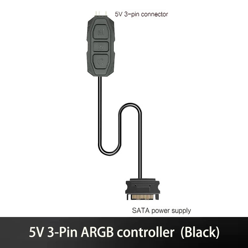 5V 3pin ARGB Controller To SATA Power Supply Mini RGB Controller For Computer Case ARGB Fans, Coolers, LED Stripes, Etc.