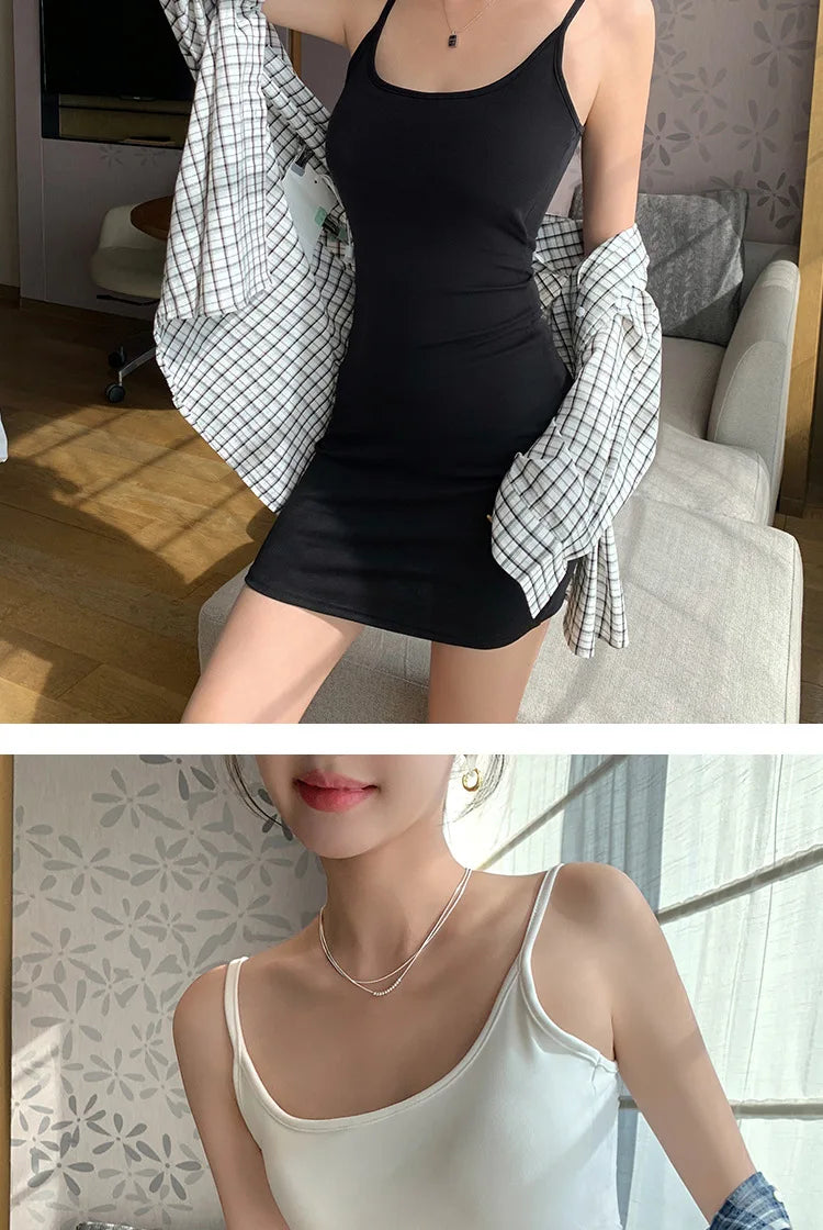 BIVIGAOS Spring Summer Sexy Package Hip Short Camisole Dress Women Elastic Tight Fit Hot Girl Hip Wrap Mini Sleeveless Sundress