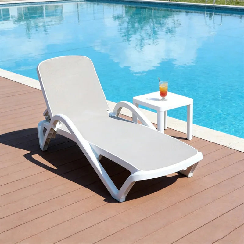High Quality Foldable Outdoor Pool Lounge Waterproof Plastic Sun Lounger Modern Comfortable Hotel Courtyard Park Beach
