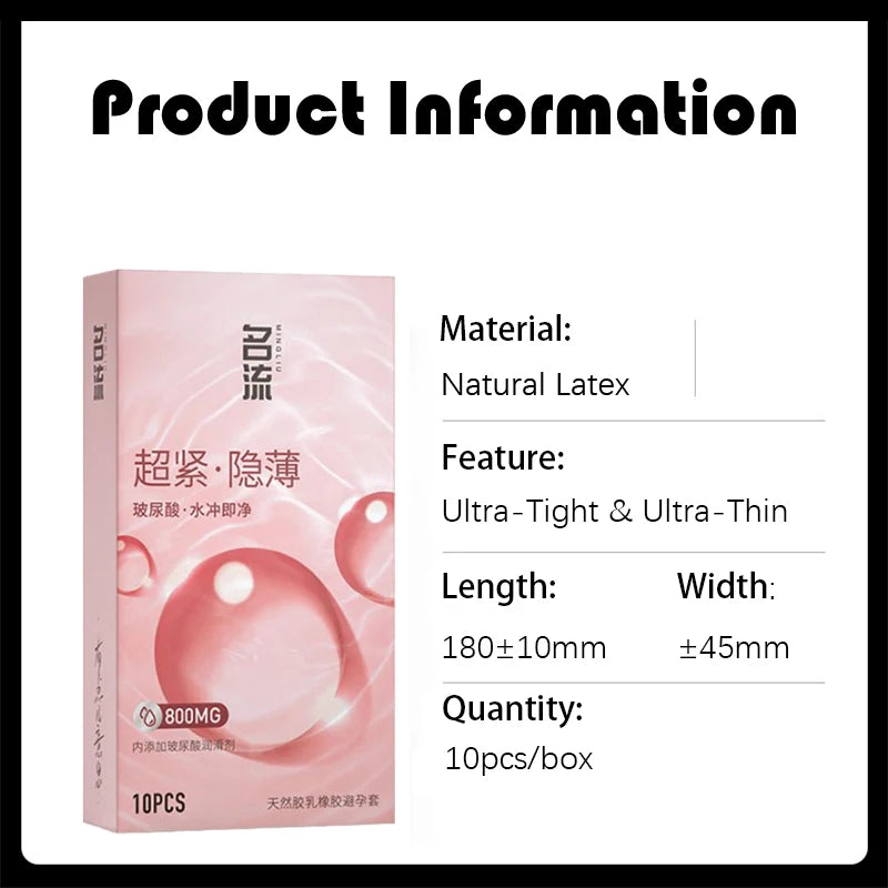 45MM Super Thin Tight Condoms,Small Size Natural Latex Penis Sleeves for Men,Hyaluronic Acid Lubricant Condom Safe Contraception