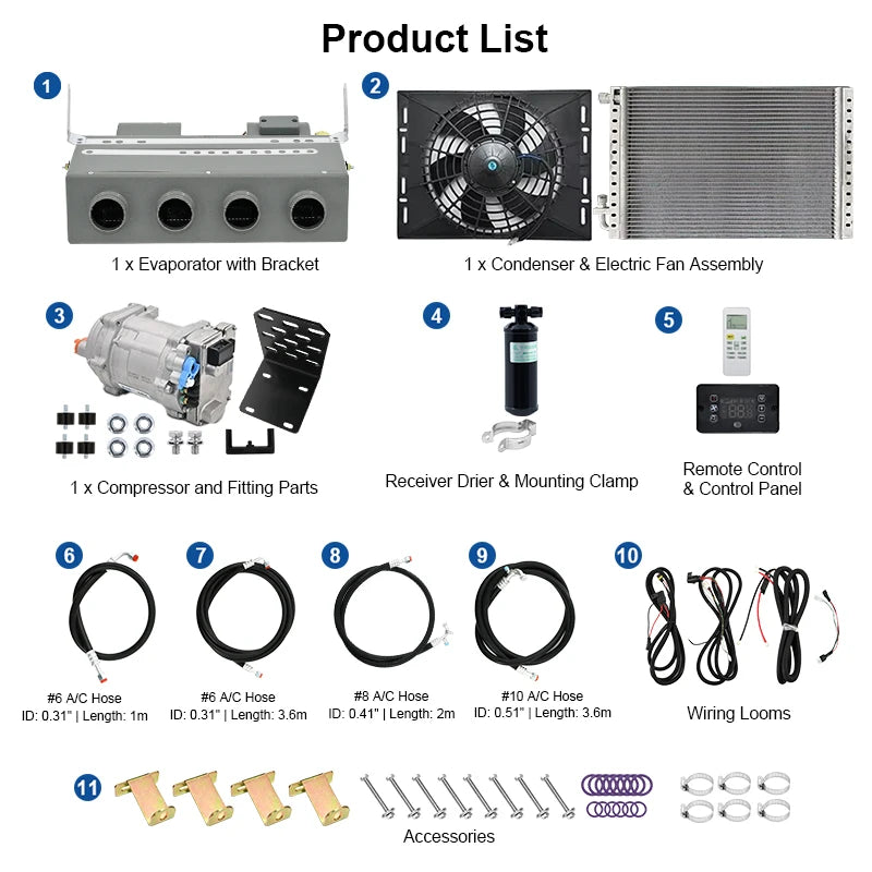 Universal 406‑4 Holes 12V/24V 3400Kcal Electric Auto A/C Compressor Evaporator Assembly  Air Conditioning System for Car Truck