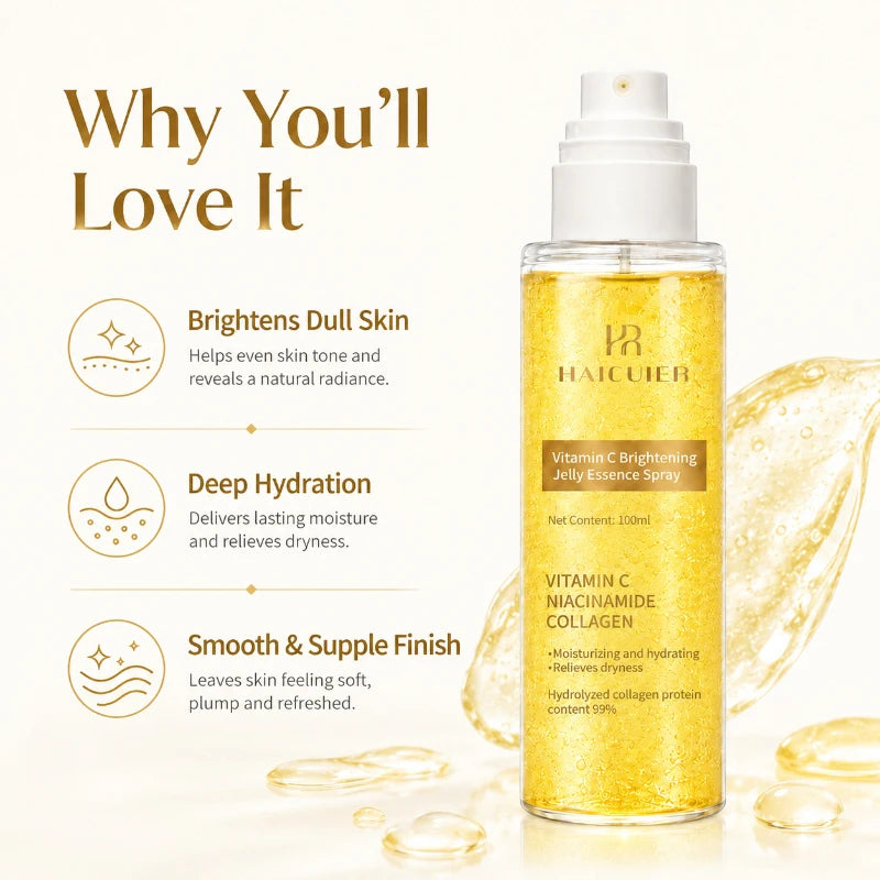 PDRN Vitamin C Jelly Essence Spray 100ml, Niacinamide Collagen Glow Soften Relieve Dryness Pre-makeup Spray Daily Skincare Set