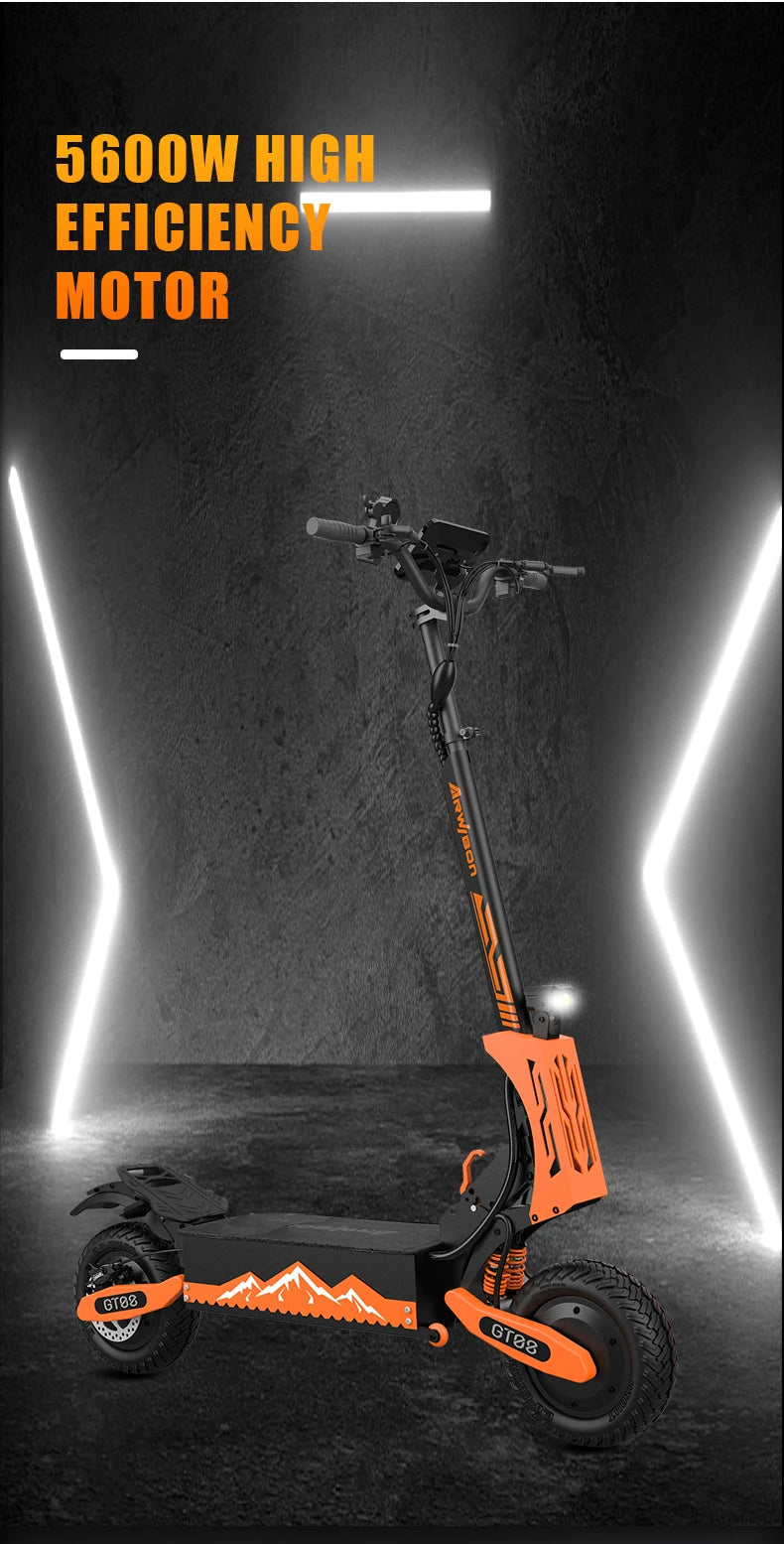 Arwibon 5600W Electric Scooter for Adults Dual Motor 46MPH Top Speed 60V27AH Battery 11-inch Off-Road Tires Sport Folding Design
