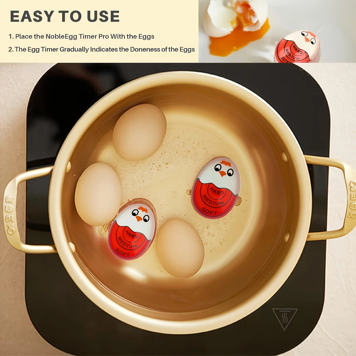 1/2pcs Chick Egg Timer Sensitive Color Change Indicator for Hard Soft Boiled Eggs Cooker Kitchen Gadget for Restaurants Bakeries