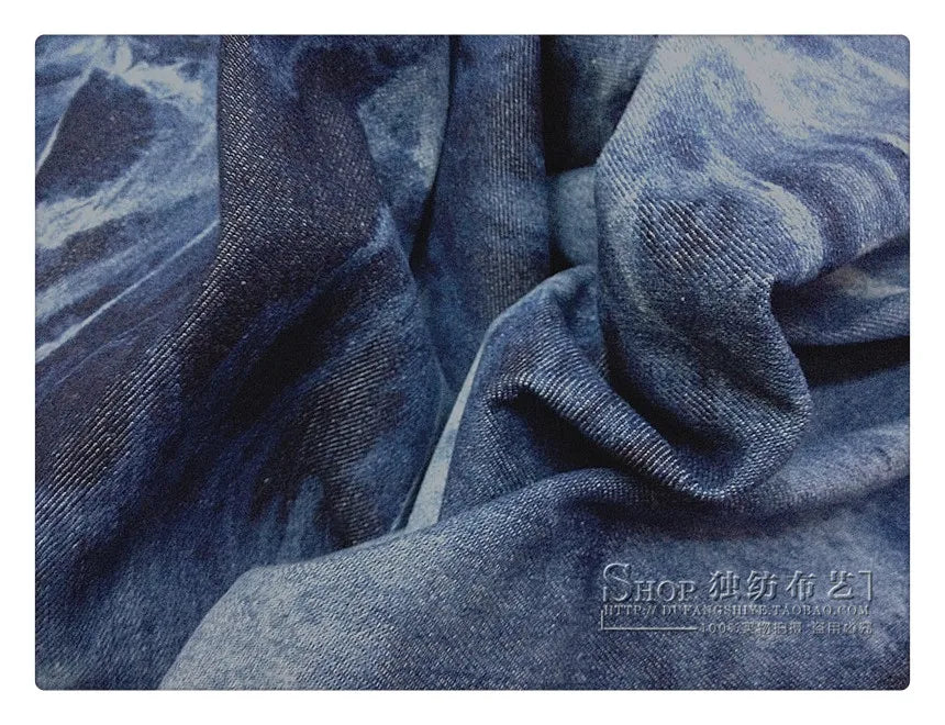 Fashion Tie-dye Black Denim Fabric By The Meter for Hats Clothing Skirts Sewing High-grade Thickend Jeans Needlework Comfortable