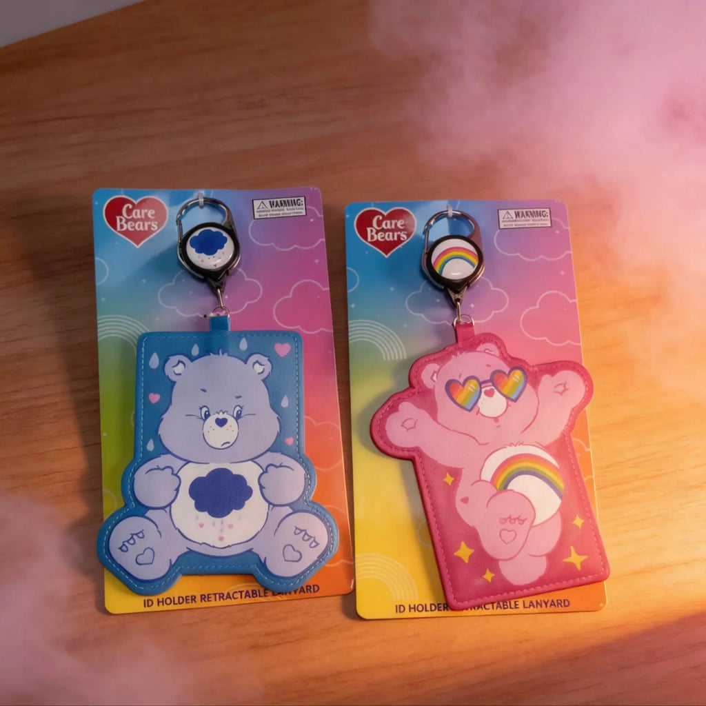 Care Bears Cute Bear Shaped Card Holder with Retractable Reel – Adorable Bag Charm for ID & Cards