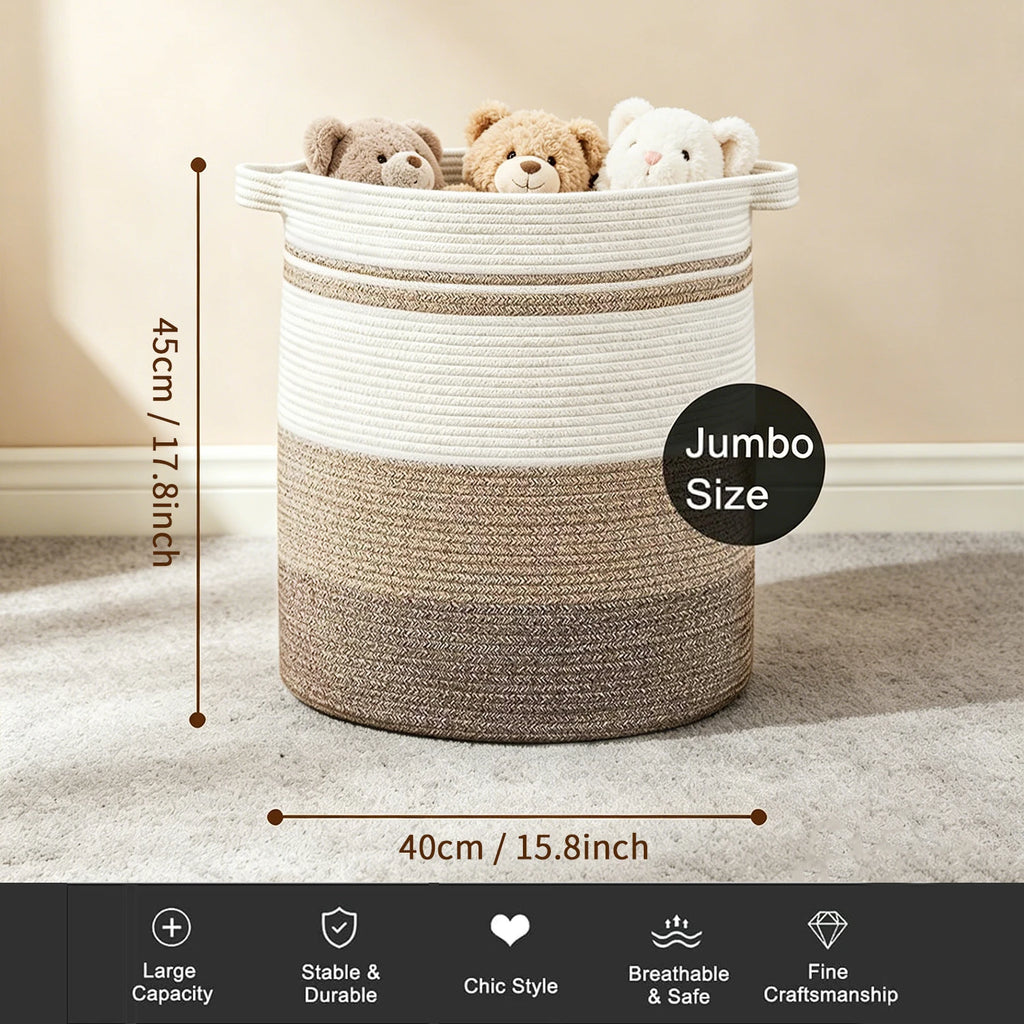 Laundry Basket with Handles - Large Woven Storage Hamper for Clothes, Blankets & Pillows, Neutral Decorative Organizer for Gift