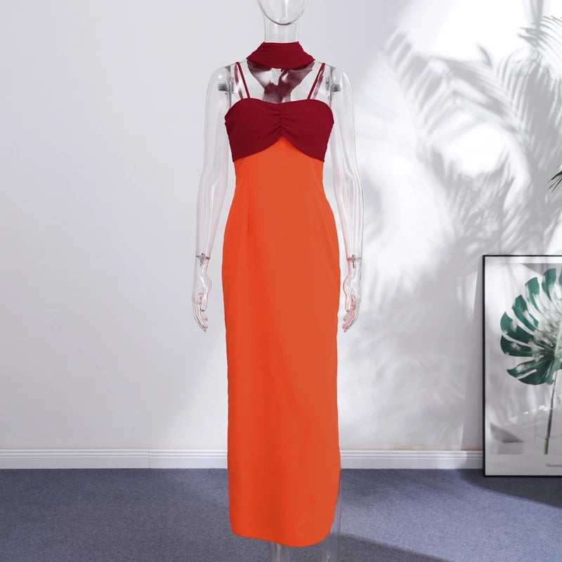 2026 Summer Elegant Maxi Slip Dress Twist Front Spaghetti Strap Slit Bohemian Wedding Guest Cocktail Party Vacation Women Gown