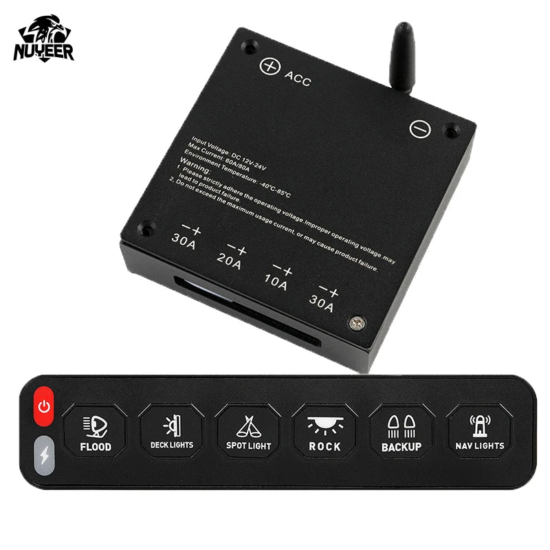 New Wireless 4/6 Gang Switch Panel Slim LED Car Light Control Circuit Relay System Box for Offroad Vehicle Car UTV ATV SUV