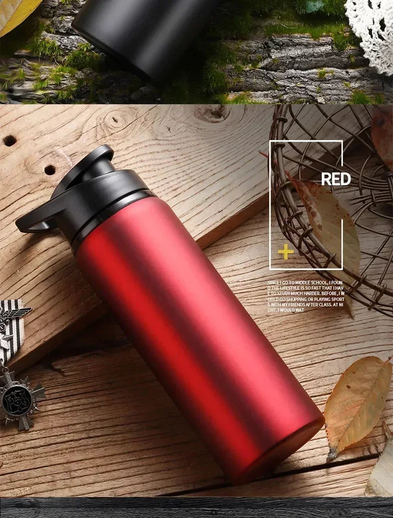 Large 600ml Stainless Steel Sports Bottle Leak Proof Design Bike Cycling Camping Outdoor Travel Water Flask Durable