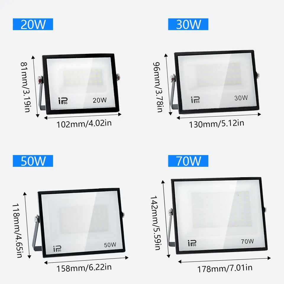 200W LED Flood Light 20W 30W 50W 70W 100W 150W 300WHigh Bright IP66 Waterproof Outdoor Lighting LED Spotlight Garden Floodlights