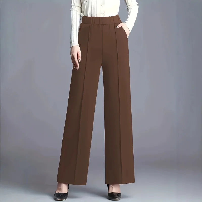 Women High Waist Draped Wide Leg Suit Pants Loose Slimming Straight Casual Versatile Trousers Multiple Colors Daily Commuter