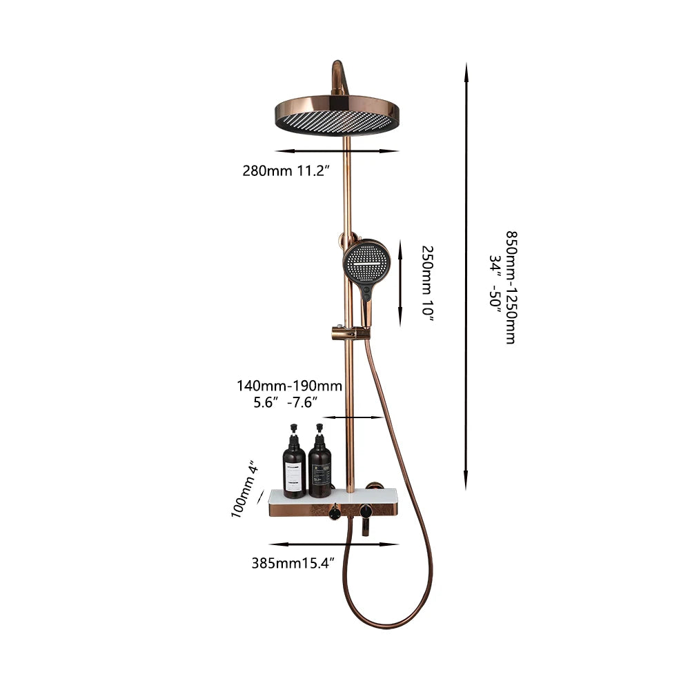 KEMAIDI Rose Gold Bathroom Shower Set Rainfall Hot And Cold Control Multifunctional Bath Shower Faucet System W/ Hand Shower