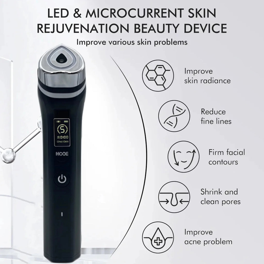 5 Color Portable LED Facial Beauty Device EMS Microcurrent Lifting Face Neck therapy Wand LED Vibration Massager Skin Tool