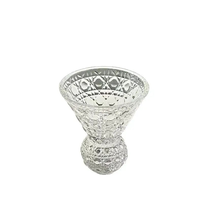 Retro Gem Pattern High Stem Glass Cup Nordic Pure Color Universal Drinkware For Ice Coffee Juice Bubble Water