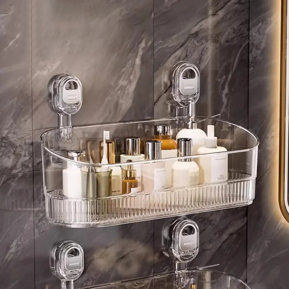 Hanging Shower Shelf Suction Storage Box Large Capacity & Strong Load-Bearing Removable Shower Basket Suction Cup for Bathroom