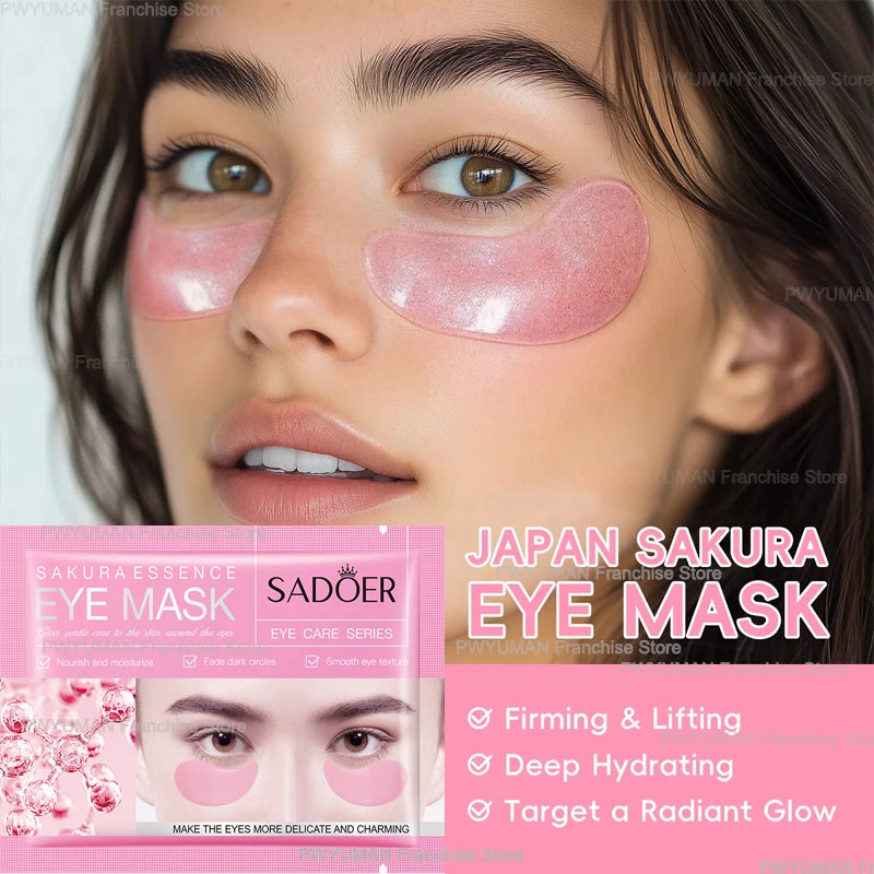Collagen Eye Mask Essence Sakura Wrinkle Removing Eye Care Patches Fade Fine Line Anti Dark Circles Bag Anti-Puffiness Eye Care