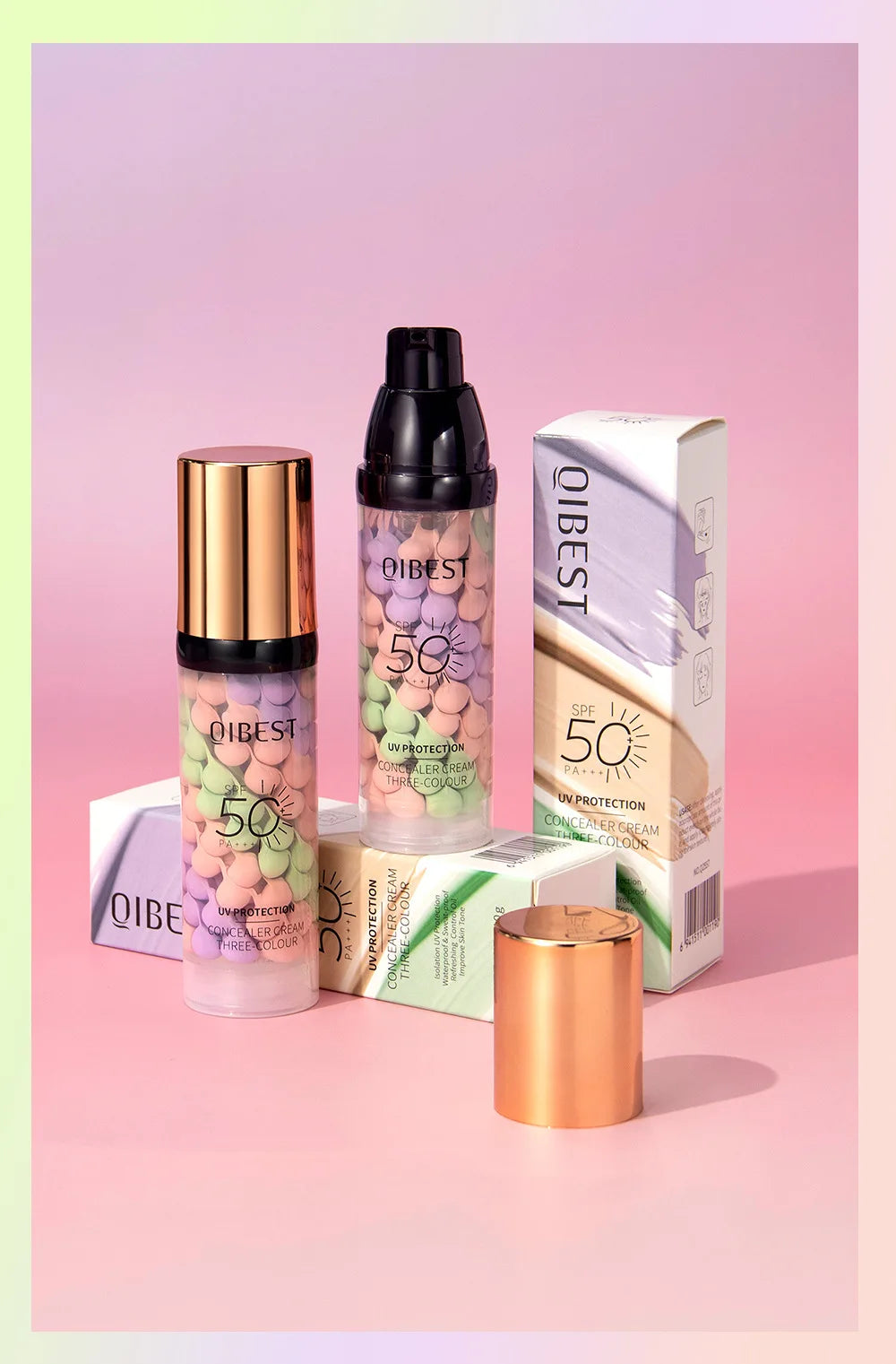 Face Makeup Primer Tri-color Cream Contour Color Isolation Waterproof Makeup Foundation Natural Makeup Base Cream 40g