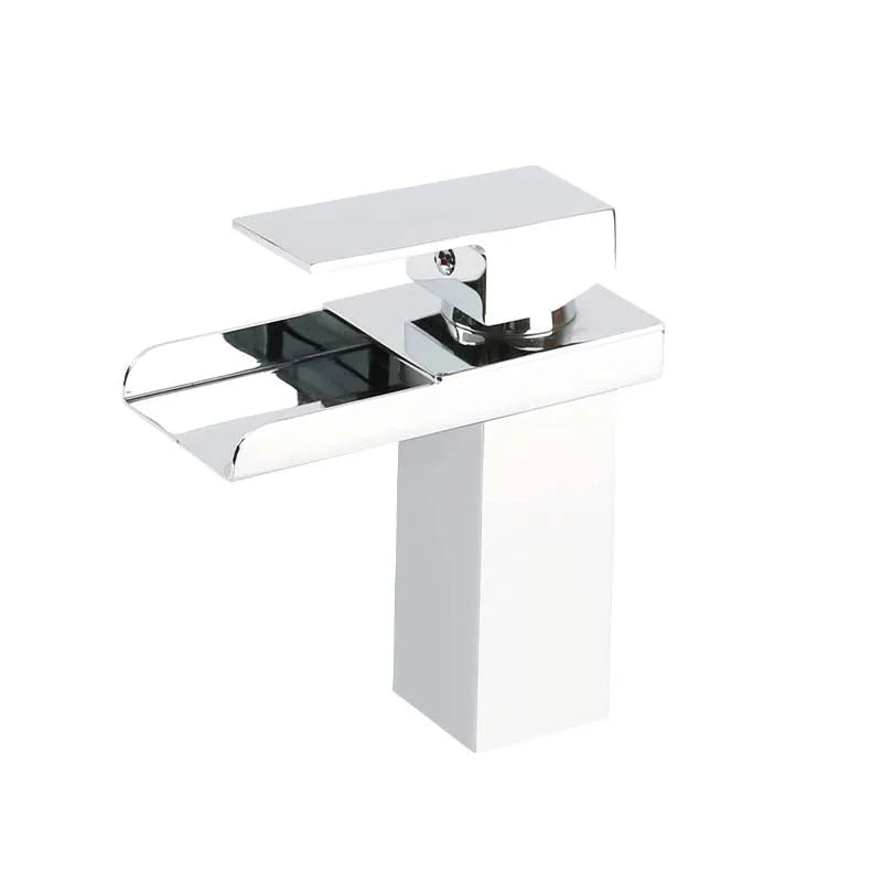 Basin Faucet Brushed Chrome Waterfall Faucet Stainless Steel Bathroom Black Washbasin Faucet Hot and Cold Mixer Tap Table Faucet