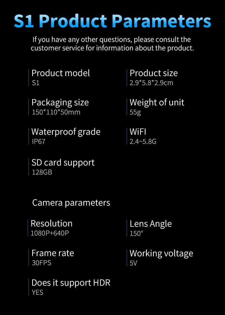 Dual 1080P UHD Wireless Motorcycle DVR Full Body 30FPS Waterproof Moto Dash Wifi GPS Cam Front Rear 150° Driving Video Recorder