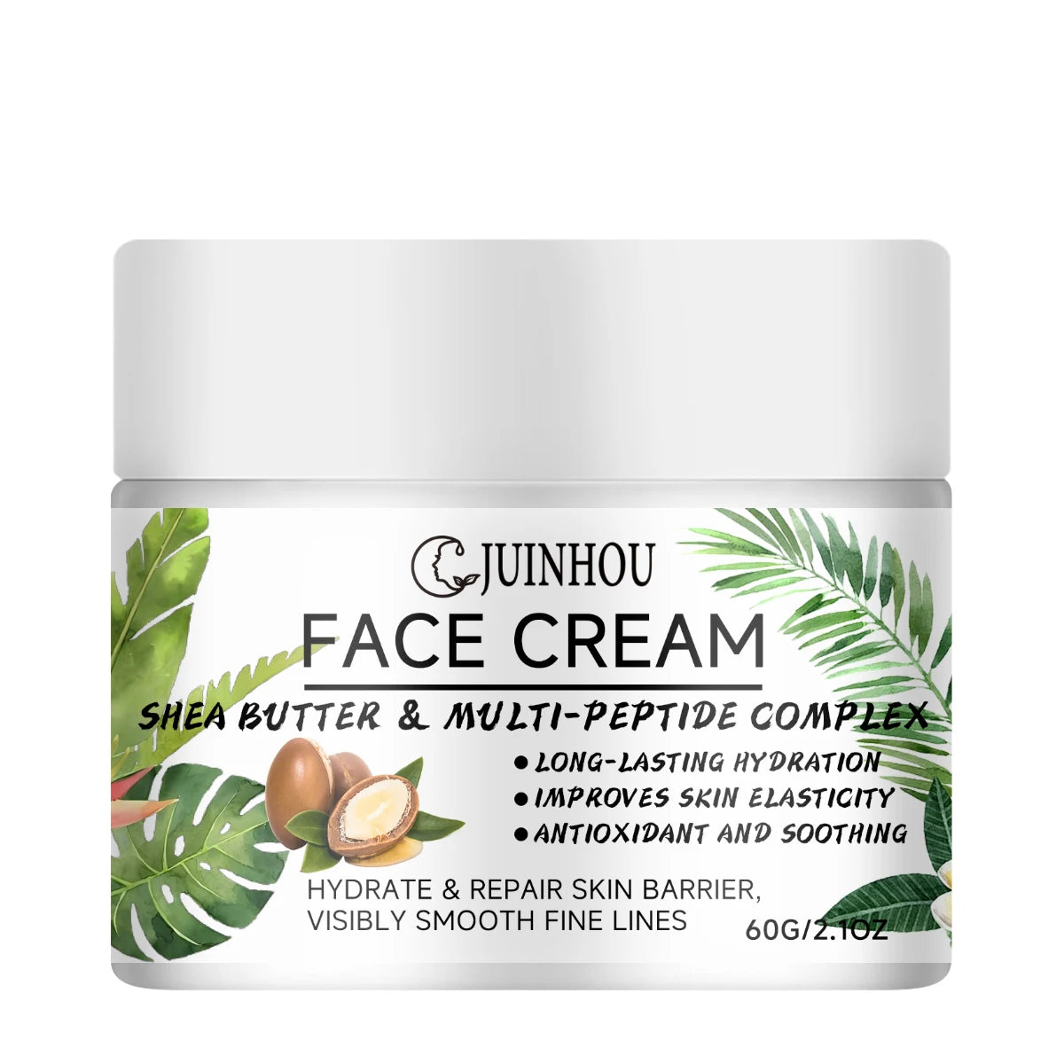 JUINHOU Moisturizing Face Cream Peptide Complex Shea Butter Deep Moisture Repair Dry Skin Firming Smooth Daily Facial Care