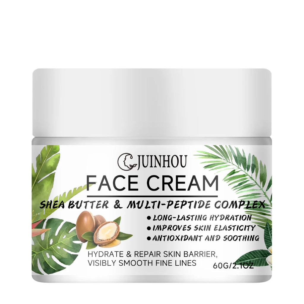 JUINHOU Moisturizing Face Cream Peptide Complex Shea Butter Deep Moisture Repair Dry Skin Firming Smooth Daily Facial Care