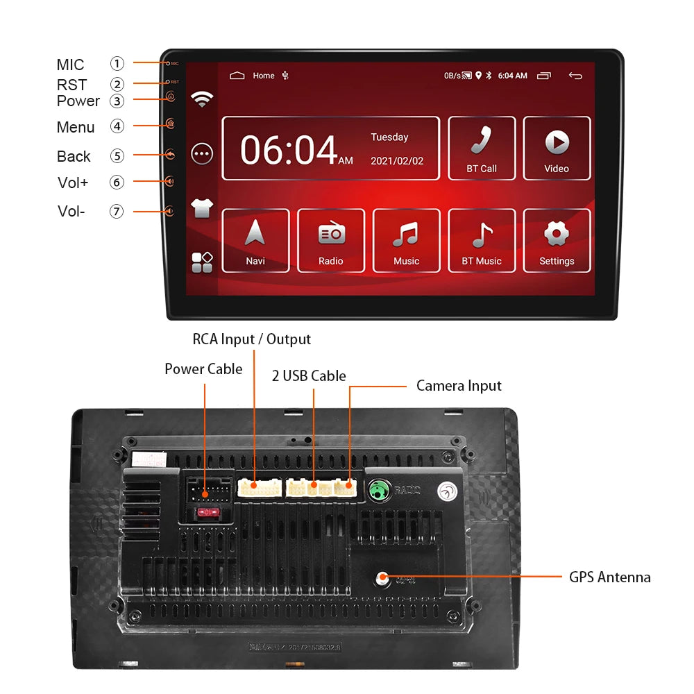 Podofo Android 12 Car Radio Androidauto Carplay 2 Din GPS Car Audio 7"/9"/10" WIFI BT Automotive Multimedia Player For VW Ford