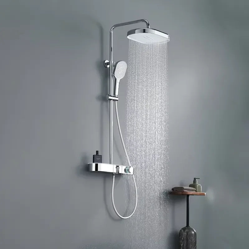 Hot and Cold Wall Mounted Bathroom Shower Set Rain Shower Set Top Rainy Bathing Faucet Chrome Shower Set