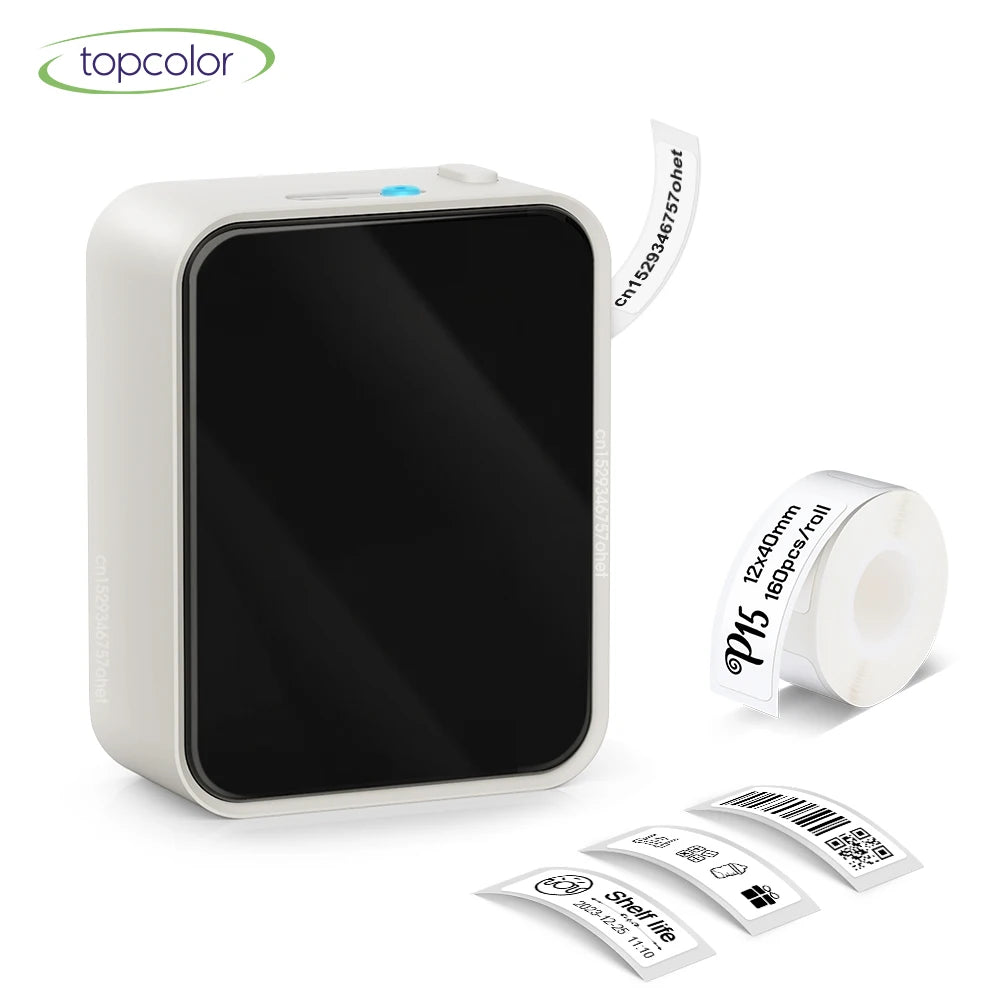 Thermal Label Printer Marklife P15 Labeling Machine Mini Printer Wireless Bluetooth Label Maker or 3PK Adhesive Label Tape