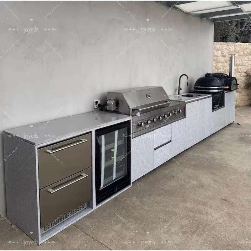 Outdoor Kitchen Set 304 Stainless Steel Grill Sink Fridge Commercial and Residential Multi Function