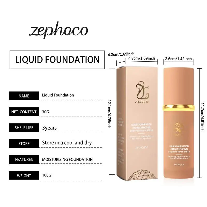 4 In 1 Foundation Liquid Hydrating Medium Full Coverage Concealer Longwearing Waterproof Foundation Natural Face Makeup